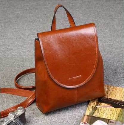 Fashionable Ladies Leather Backpack - Halri
