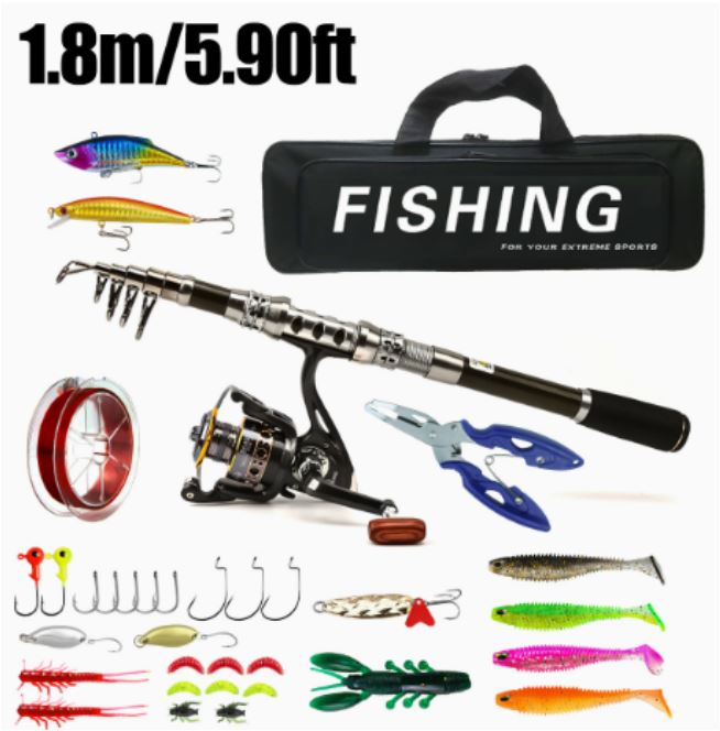 Compact Travel Fishing Rod & Reel Combo Set