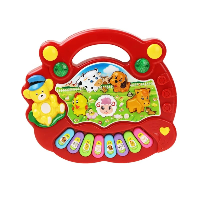 Cartoon Piano Keyboard Toy – Educational Musical Instrument for Kids with Animal Sounds, Flashing Lights