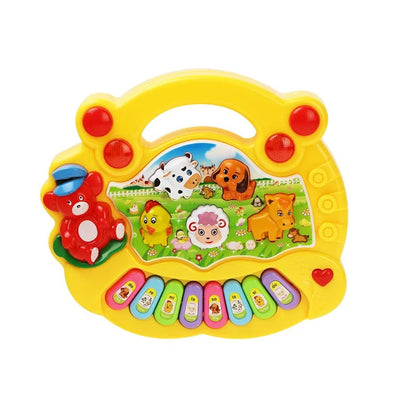 Cartoon Piano Keyboard Toy – Educational Musical Instrument for Kids with Animal Sounds, Flashing Lights