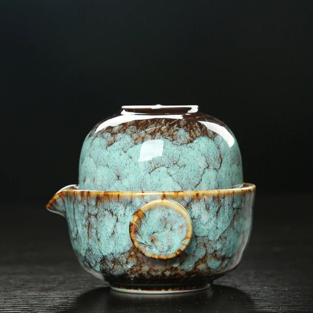 Portable Ceramic Tea Set with Teapot and Cup