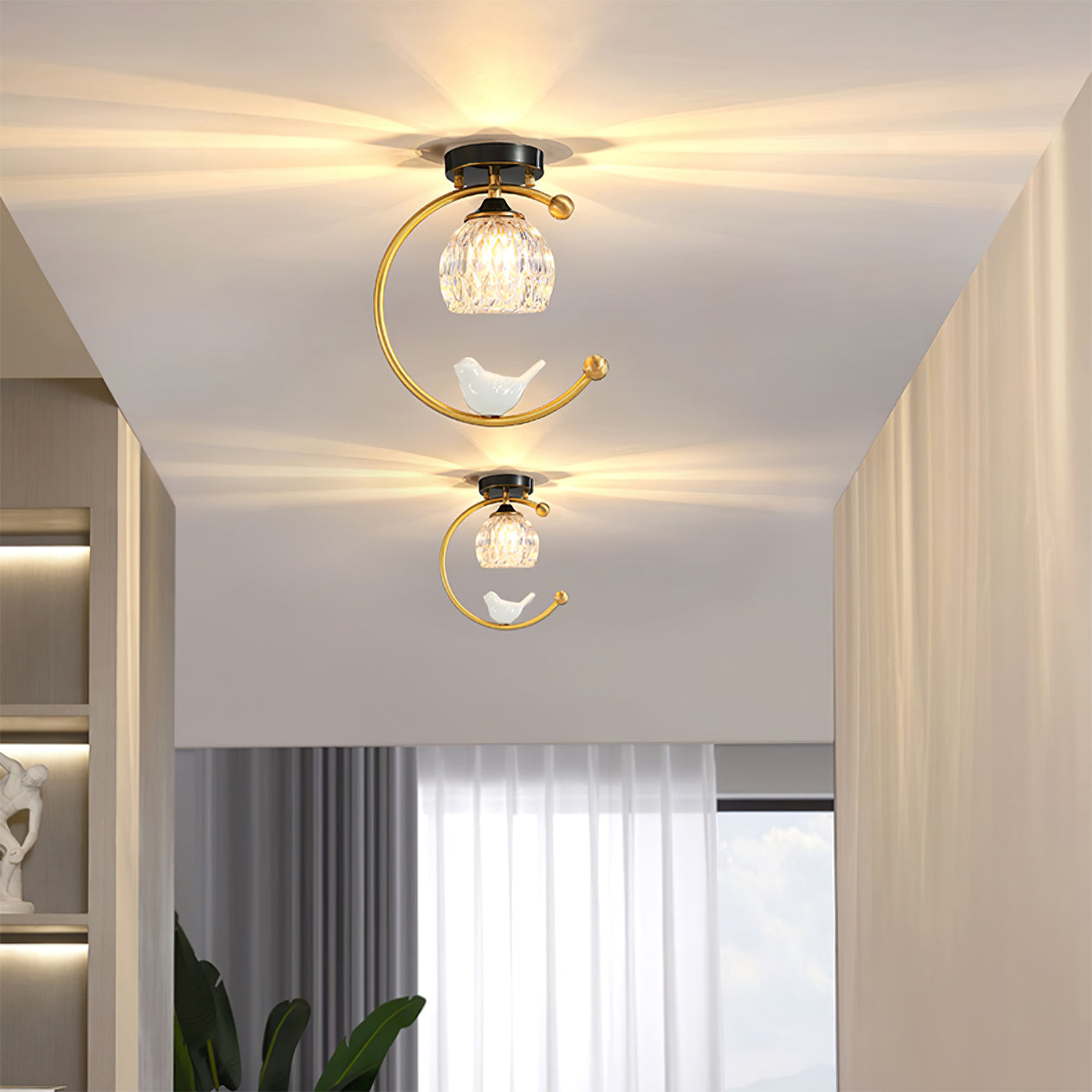 Elegant White Bird Hanging Lamp