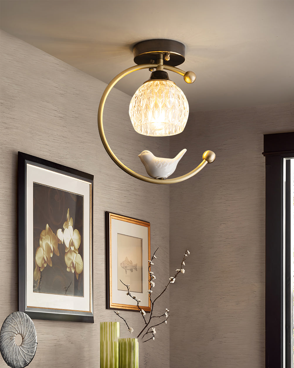 Elegant White Bird Hanging Lamp