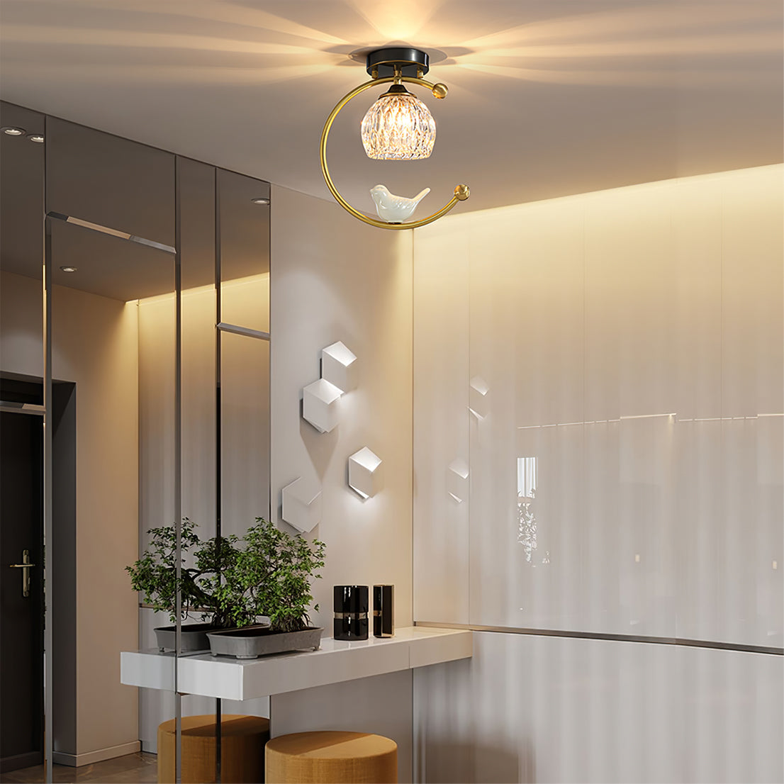 Elegant White Bird Hanging Lamp