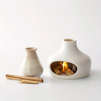 Ceramic Fireplace for Meditation – Modern Mini Smoke Burner with Chimney-Style Smoke Flow, Ideal for Sage and Incense 2