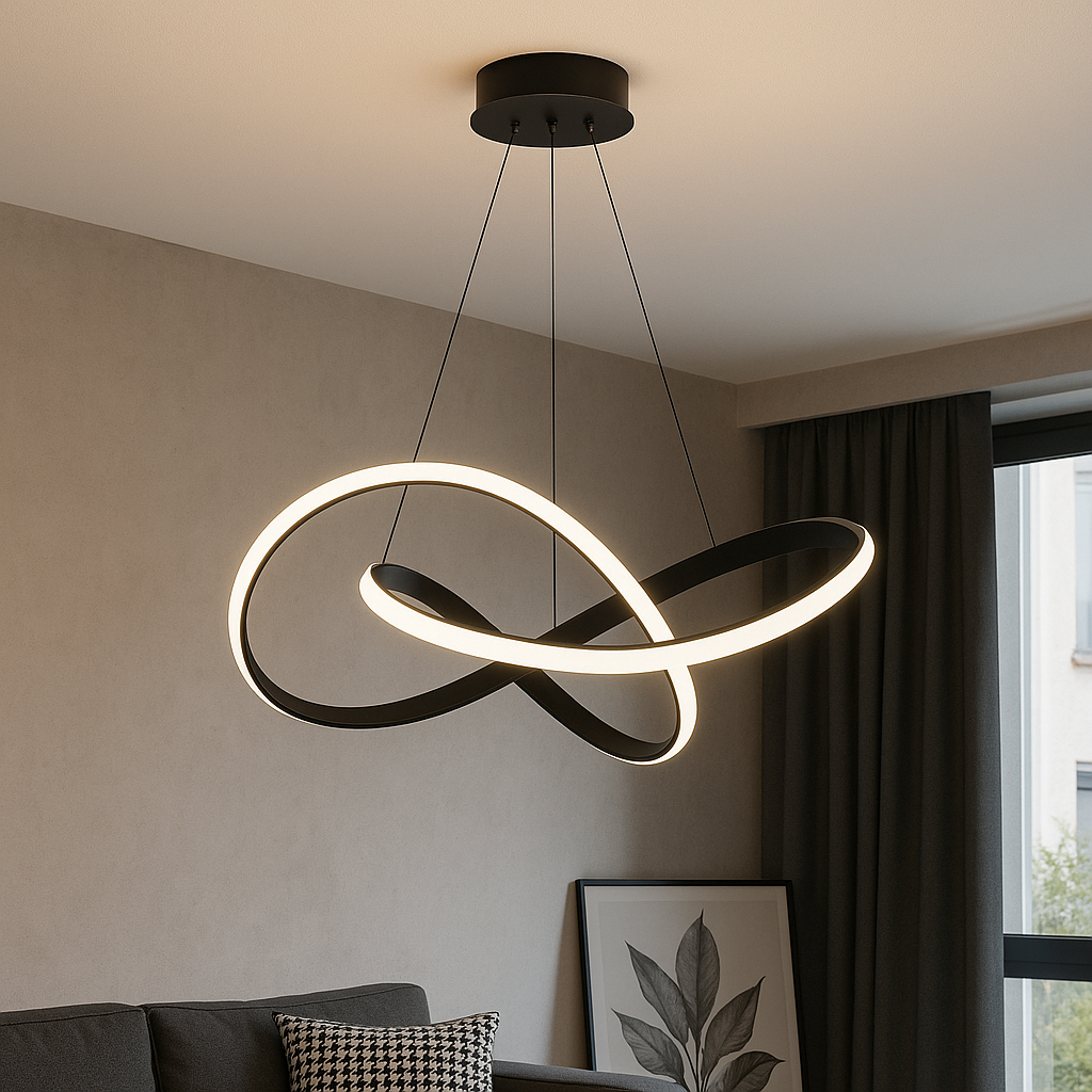 Sleek Black Metal Pendant Light Fixture