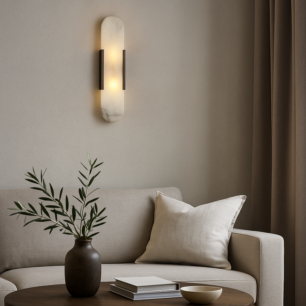 Elegant Marble Bedside Wall Light with Warm Glow