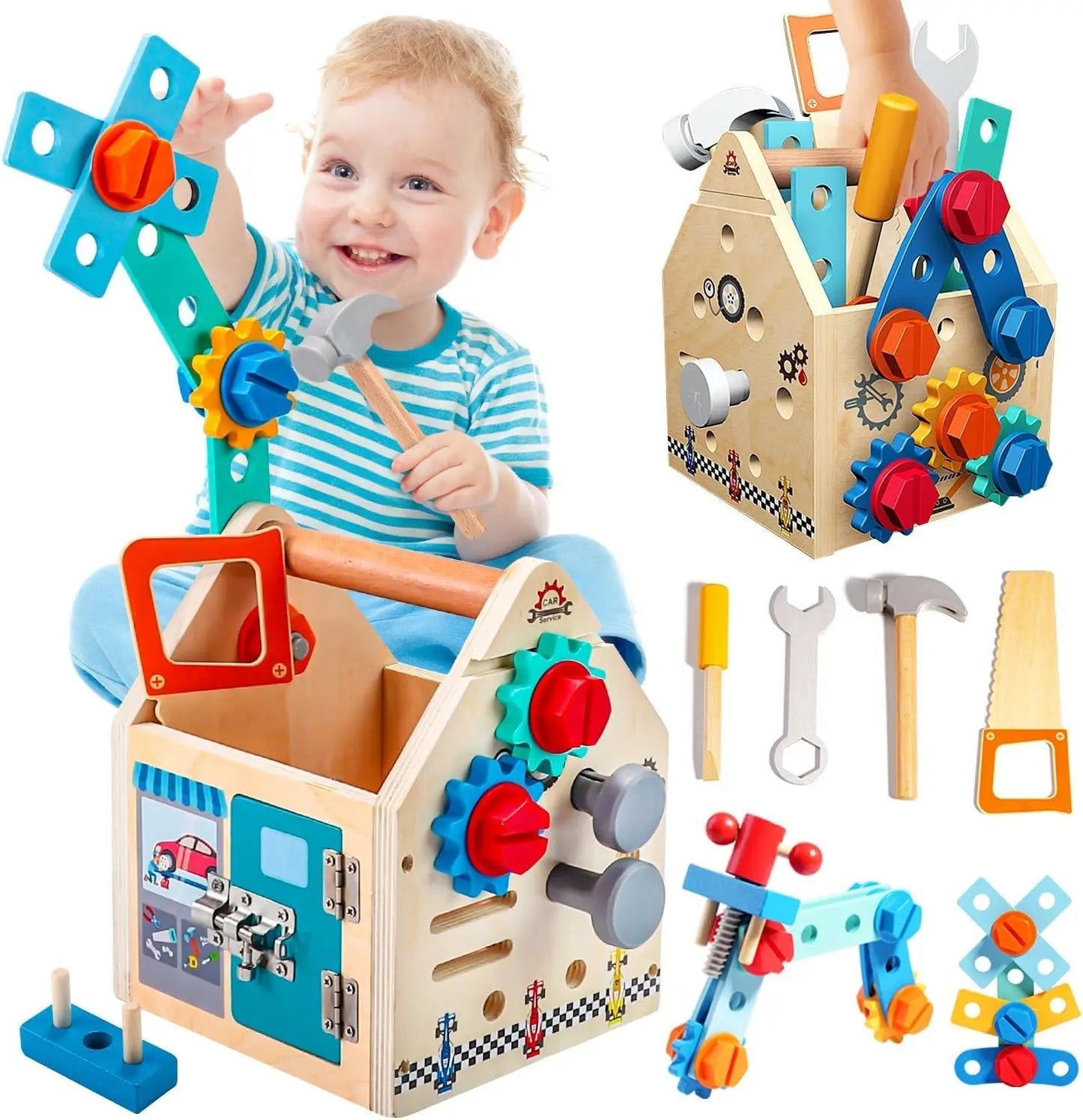 Kids Wooden Tool Kit Set Toy - Halri