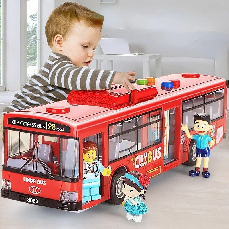 Fun Interactive Kids City Bus Toy with Lights and Sounds - Halri