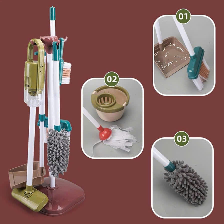 Cleaner Tool Toy with Hanging Rack, Easy to Assemble and Disassemble, Safe for Ages 3