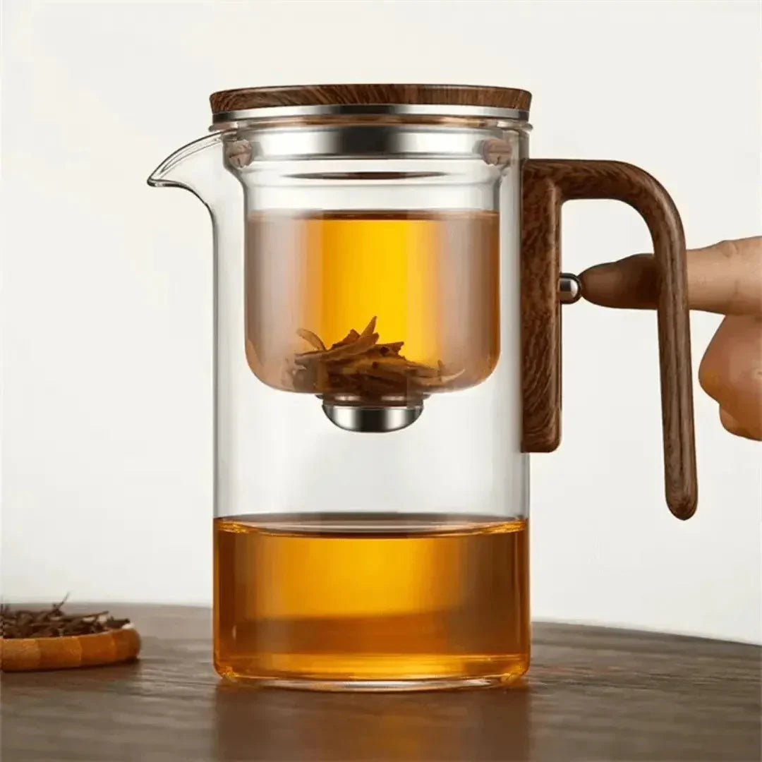 Clear Glass Teapot with Wood Handle - Halri