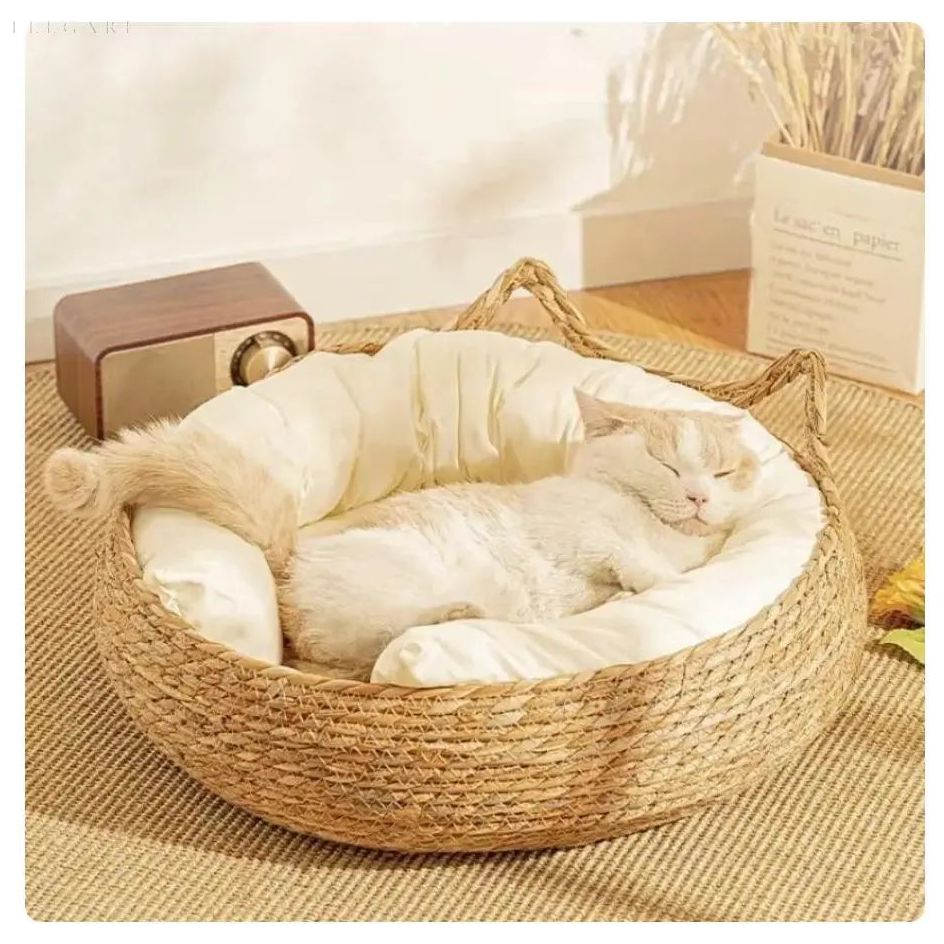 Cozy Woven Kitty Bed with Soft Cushion - Halri