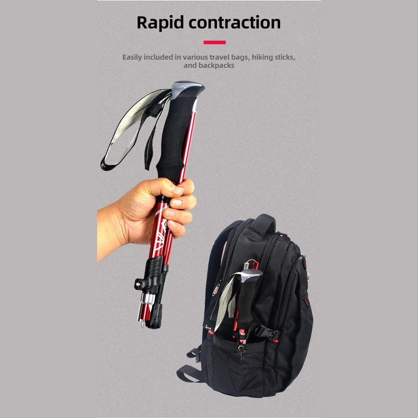 Collapsible Walking Pole - Lightweight Trekking Stick Ideal for Men Women and Seniors