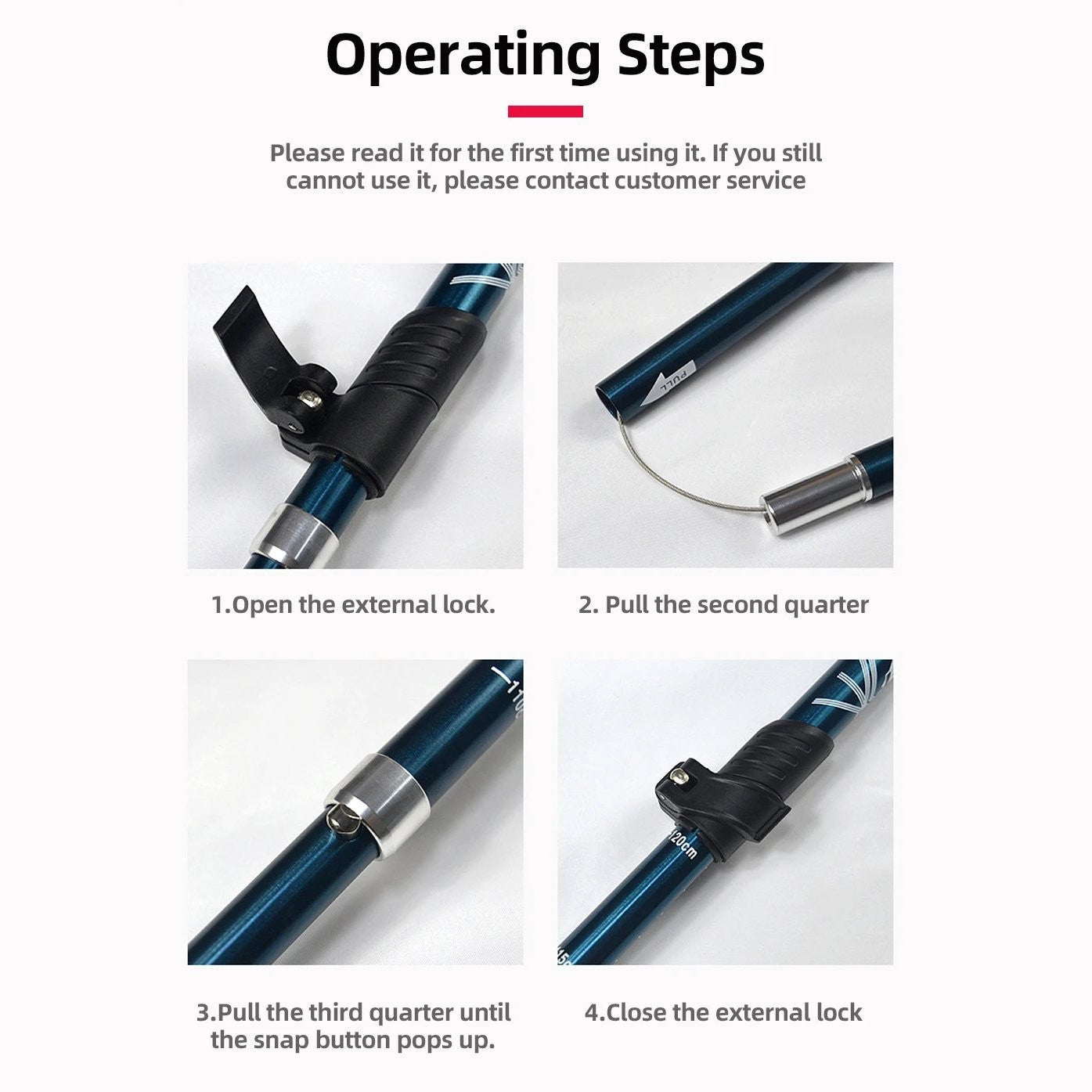 Collapsible Walking Pole - Lightweight Trekking Stick Ideal for Men Women and Seniors