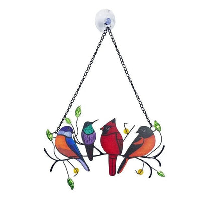 Vibrant Stained Glass Bird Hanging Decoration