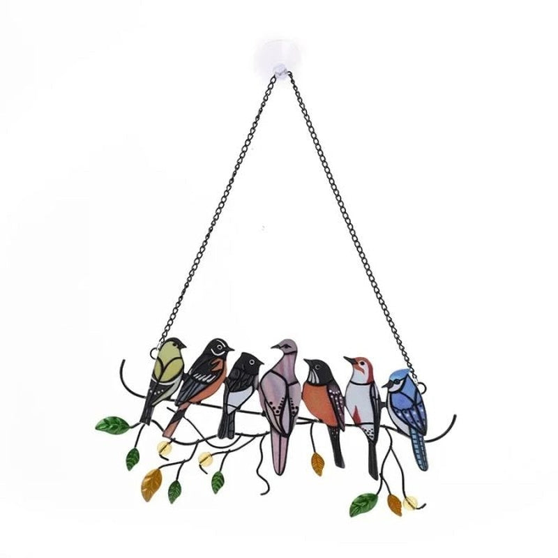 Vibrant Stained Glass Bird Hanging Decoration