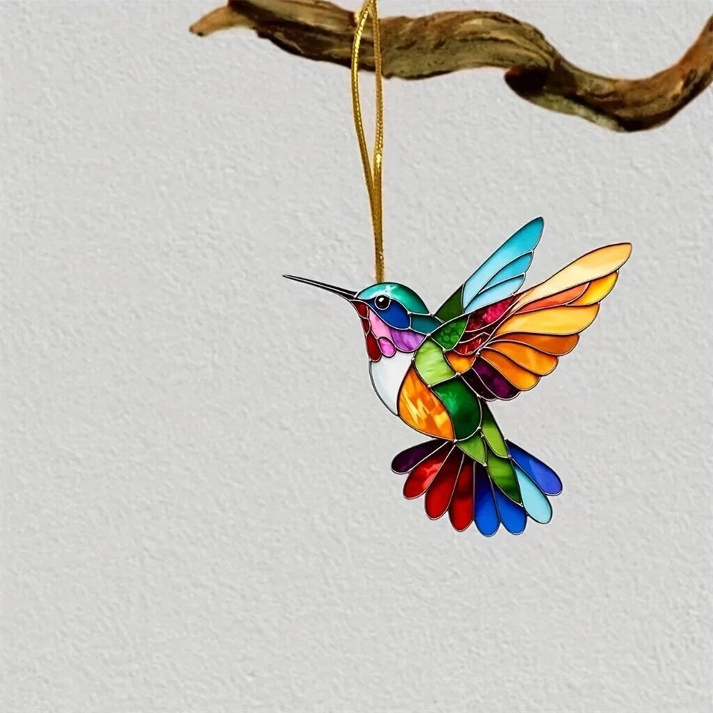Vibrant Bird Stained Glass Window Hanging Decor - Halri