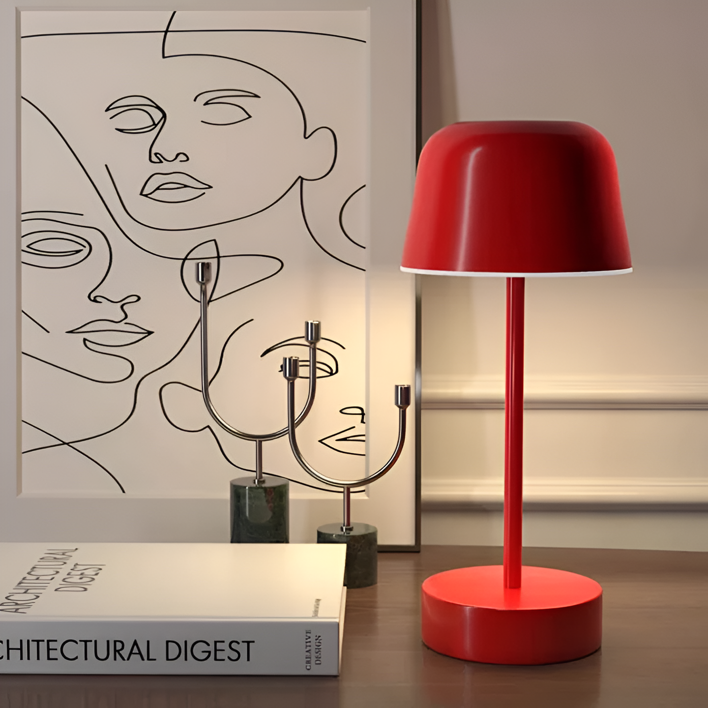 Colorful Retro LED Table Lamp - Wireless Cordless, USB Rechargeable, Dimmable Light for Home, Office, or Outdoor Use 1