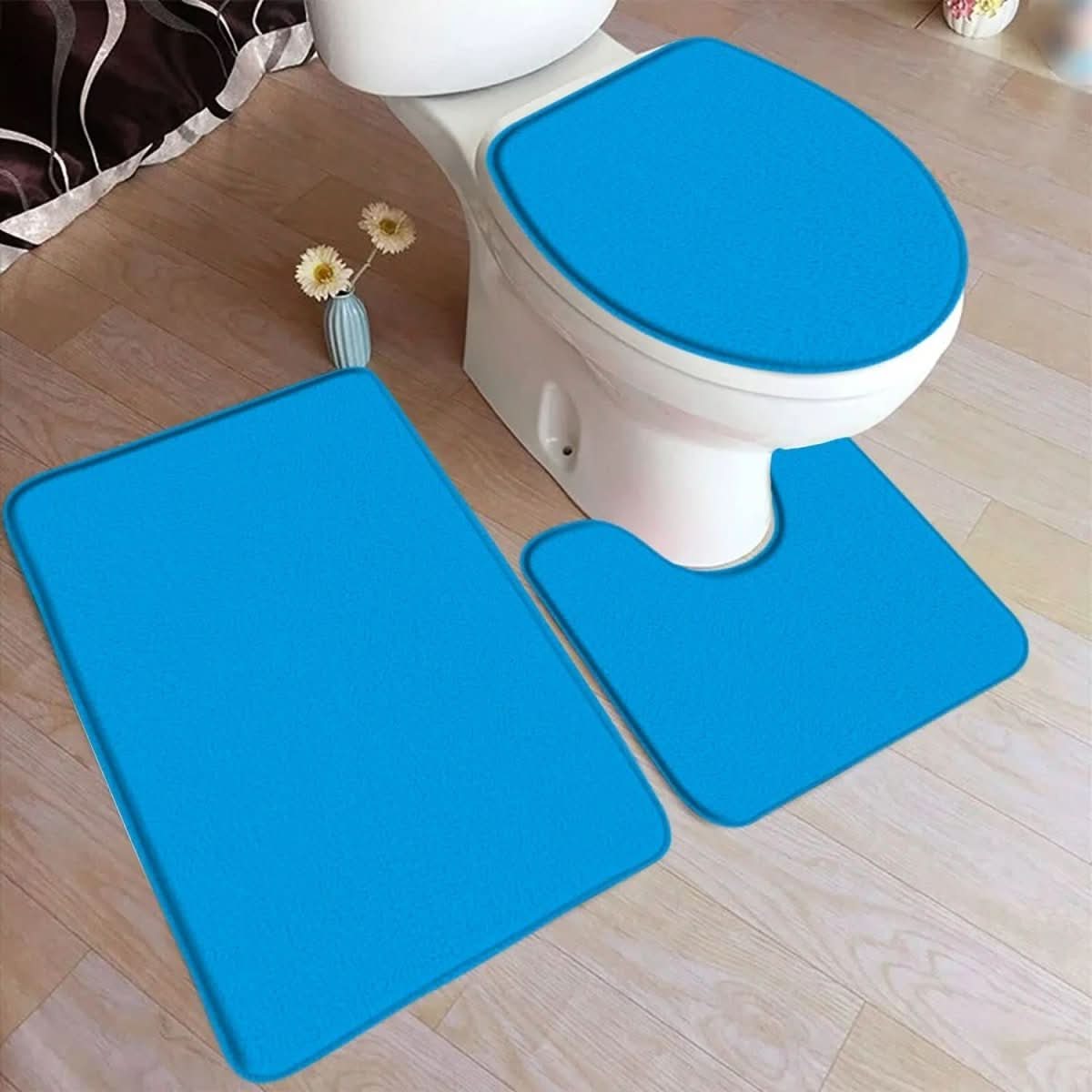 Soft 3-Piece Bathroom Rug Set with Grip Bottom - Halri