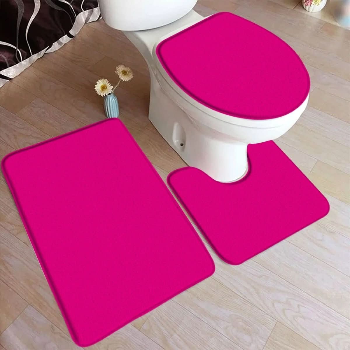 Soft 3-Piece Bathroom Rug Set with Grip Bottom