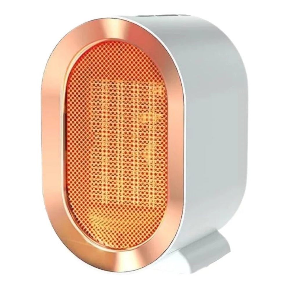 Small round electronic device with a gold rim on a white background