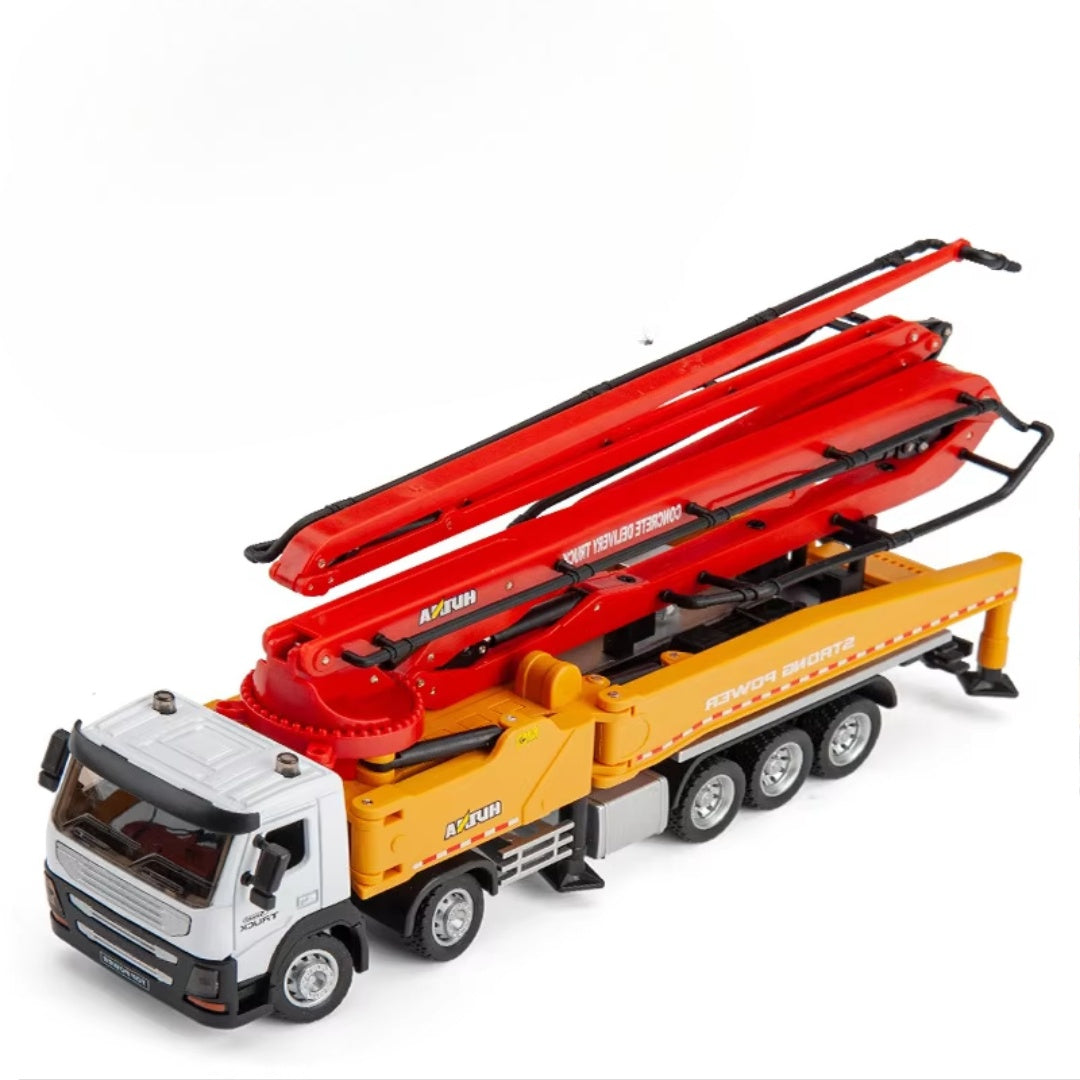 Concrete Pump Truck Toy with 1:50 Accurate Scale Model, Flexible Joint Structure, Safe for Ages 3+