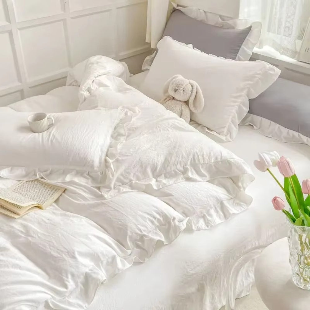 Rustic Chic Ruffled Bedding Set 4 Piece
