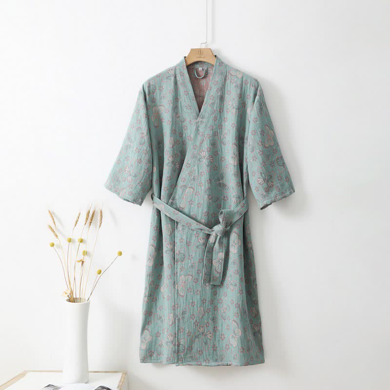 Soft Floral Kimono Bath Robe with Lightweight Design - Halri
