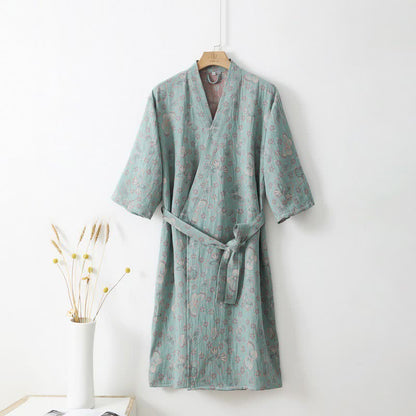 Soft Floral Kimono Bath Robe with Lightweight Design - Halri