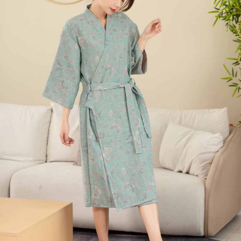Soft Floral Kimono Bath Robe with Lightweight Design