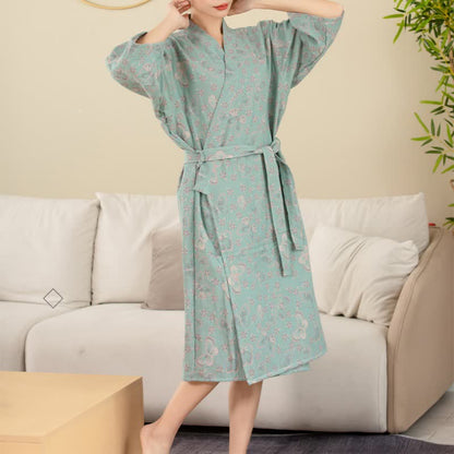 Soft Floral Kimono Bath Robe with Lightweight Design