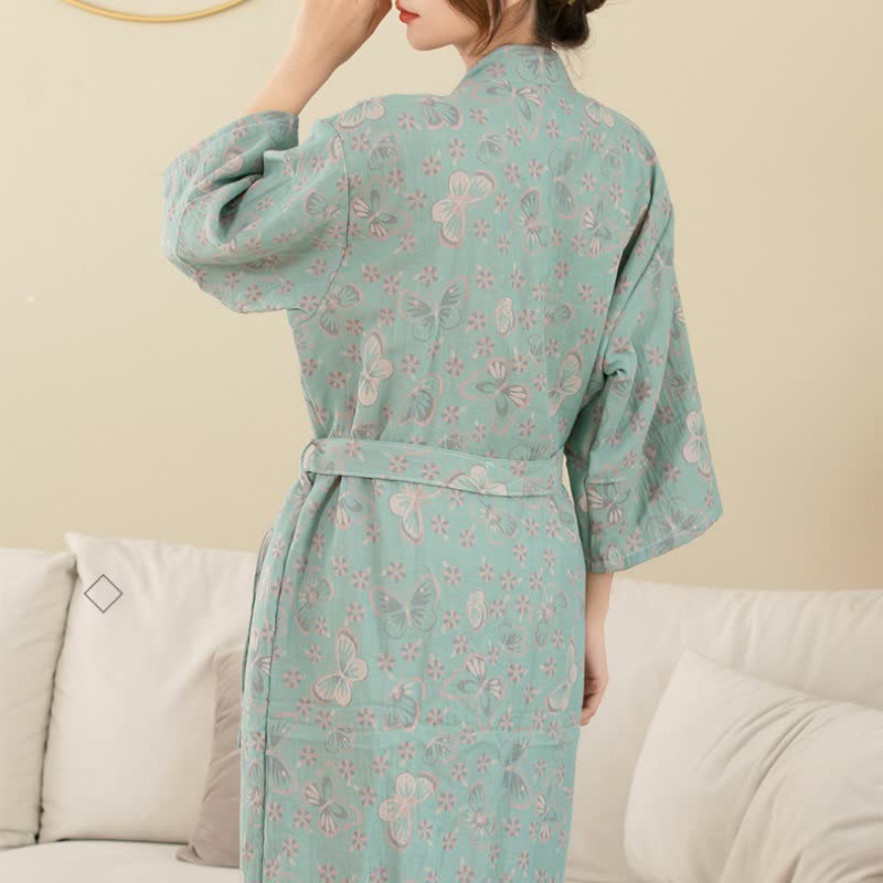 Soft Floral Kimono Bath Robe with Lightweight Design