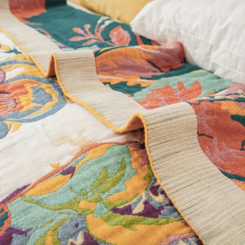 Soft Floral Throw Blanket Lightweight Cotton