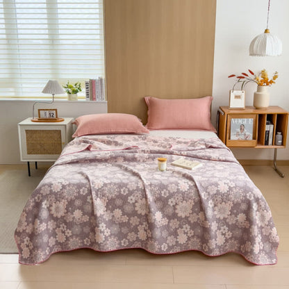 Soft Breathable Throw Blanket Reversible Floral Pattern - Halri