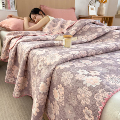 Soft Breathable Throw Blanket Reversible Floral Pattern