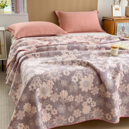 Soft Breathable Throw Blanket Reversible Floral Pattern