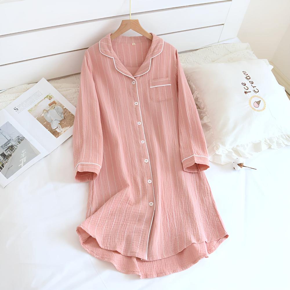 Comfortable Women's Striped Sleep Dress - Halri