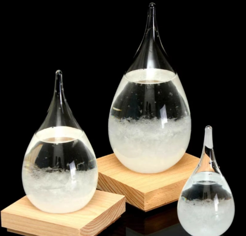 Beautiful Glass Weather Station with Wood Stand - Halri