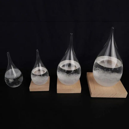 Creative Weather Forecast Crystal Glass with Wooden Base