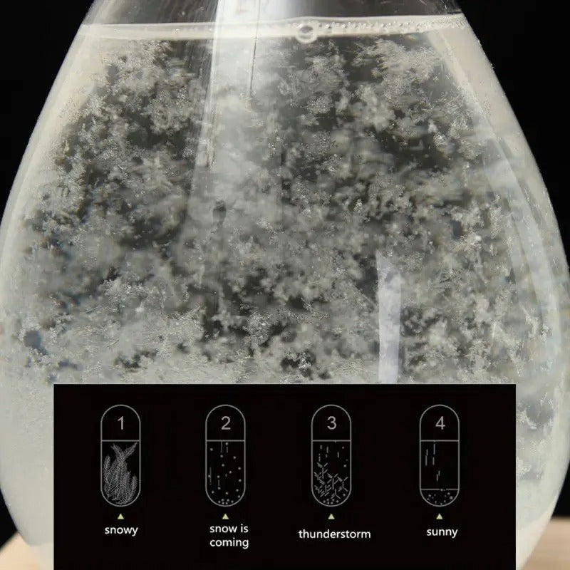 Creative Weather Forecast Crystal Glass with Wooden Base