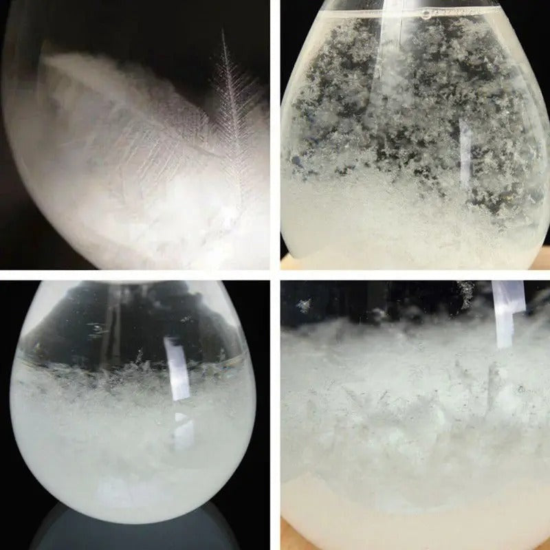 Creative Weather Forecast Crystal Glass with Wooden Base