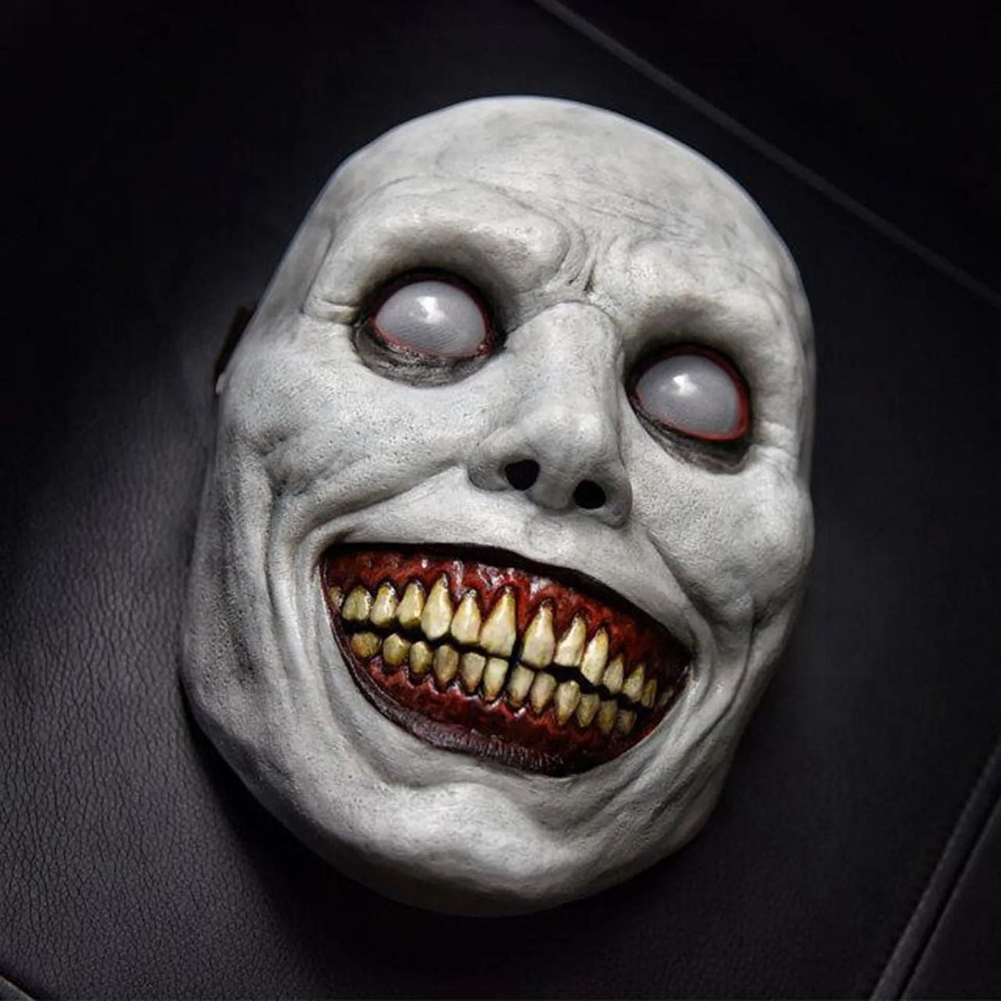 Creepy White-Eyed Demon Mask for Halloween, Safe Non-Toxic Material, Fits Most Adults