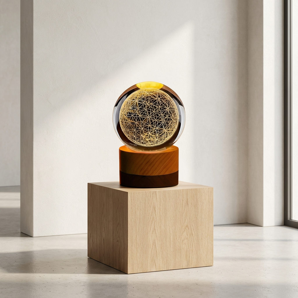 Colorful LED Orb with 3D Flower Pattern - Relaxing Night Lamp - Halri