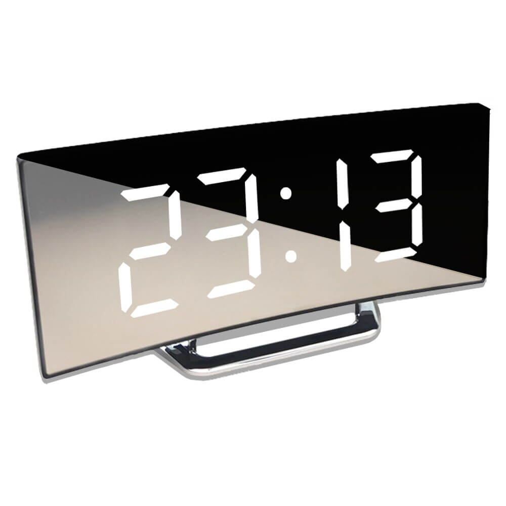 Curved LED Digital Alarm Clock with Adjustable Brightness and Night Mode – Modern Design for Home and Office 6