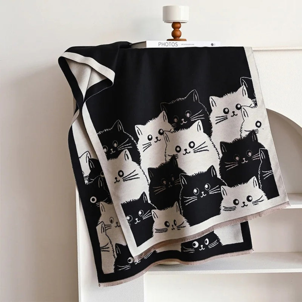 Cozy Kitty Patterned Cold Weather Scarf - Halri