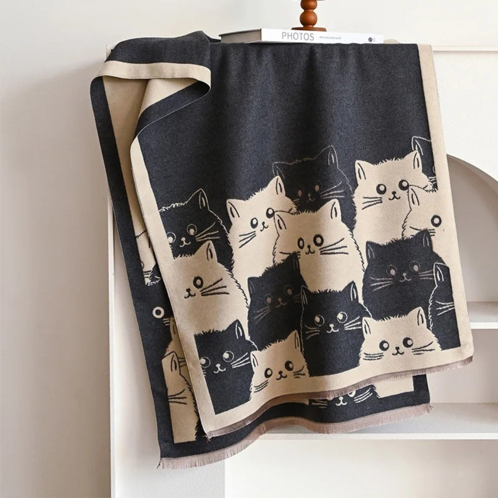Cozy Kitty Patterned Cold Weather Scarf