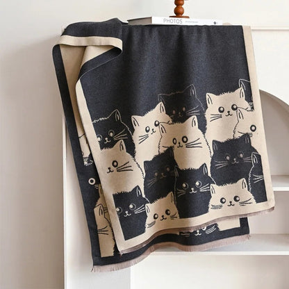 Cozy Kitty Patterned Cold Weather Scarf