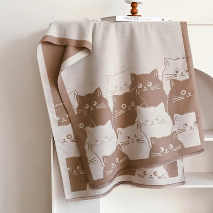 Cozy Kitty Patterned Cold Weather Scarf