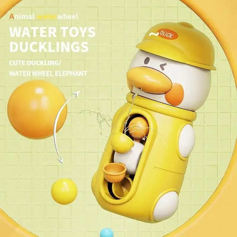 Cute Elephant & Duck Bath Toy, Safe for Kids with Spinning Waterwheel, Easy Suction Cup Setup
