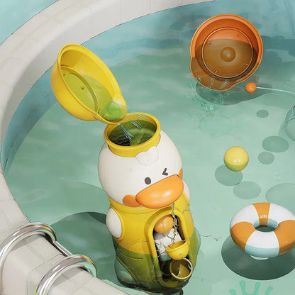 Cute Elephant & Duck Bath Toy, Safe for Kids with Spinning Waterwheel, Easy Suction Cup Setup